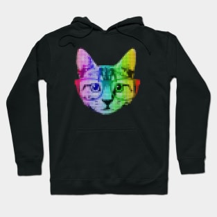 Rainbow Pop Art Cat with Glasses Hoodie